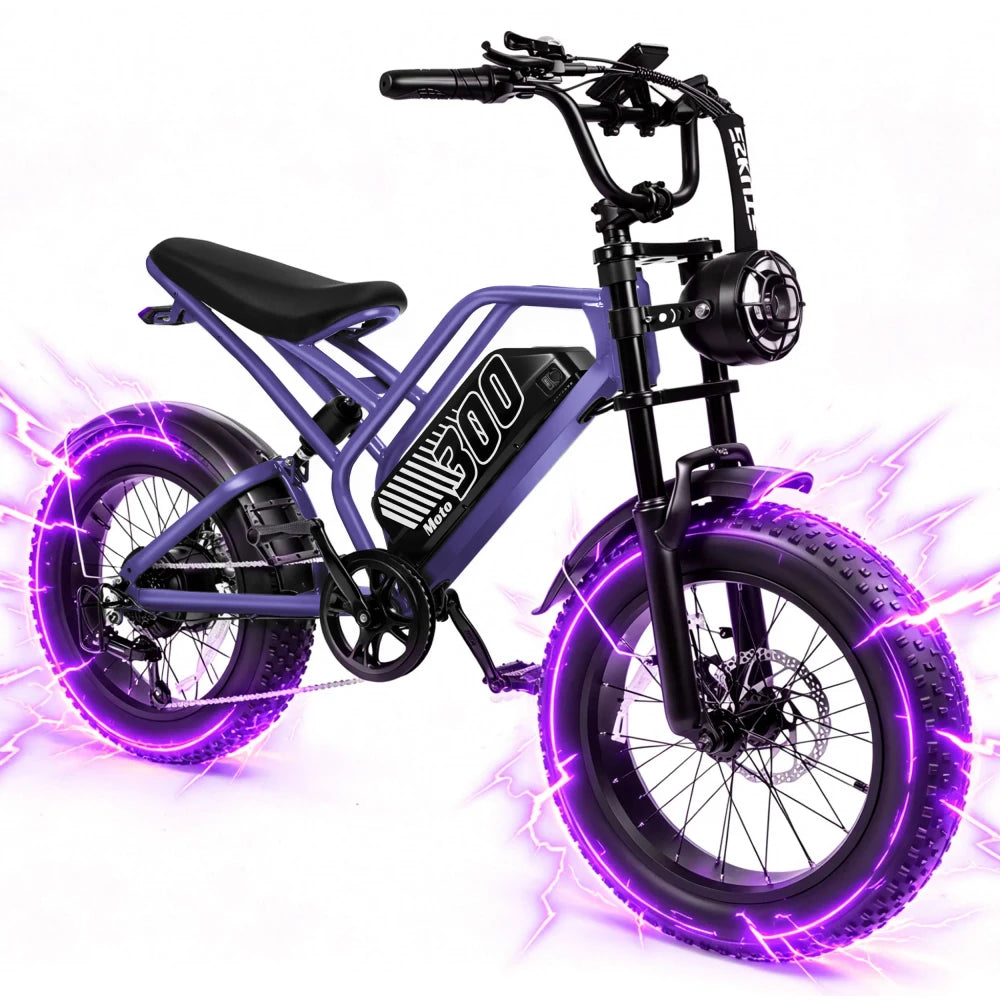 V300 Electric Dirt Bike for Adult, 48V 20.8/41.6Ah Removable Battery, 20"×4" Fat Tire E-Bike with 1500W Motor, Off-Road, Custom